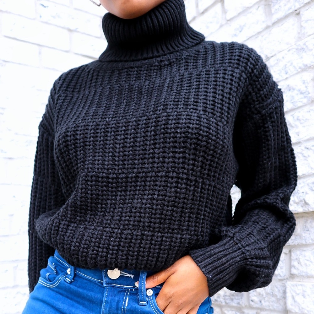 Chunky knit turtleneck sweater